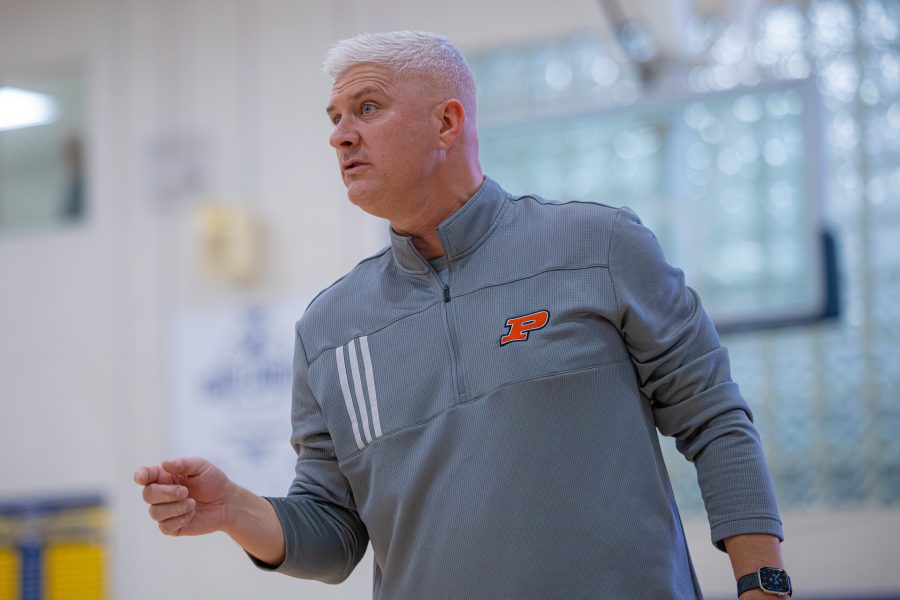 Eli Strait coaches Paris against Kentucky Country Day at Sayre on Dec. 22, 2025.